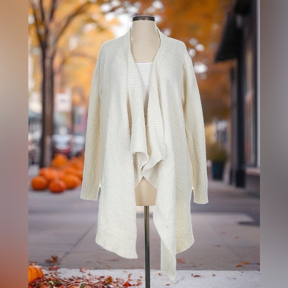 Elegant Cream Open-Front Cardigan